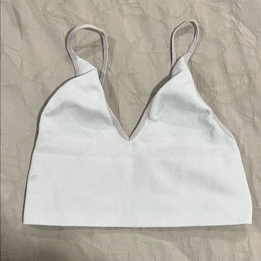 Very light blue/white V-Neck Crop Top